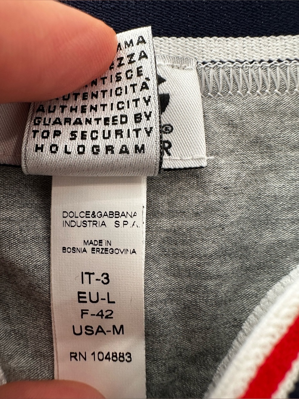 D&G Gray Bikini Panty with Red, Navy & White Striped Waistband - Picture 6 of 9